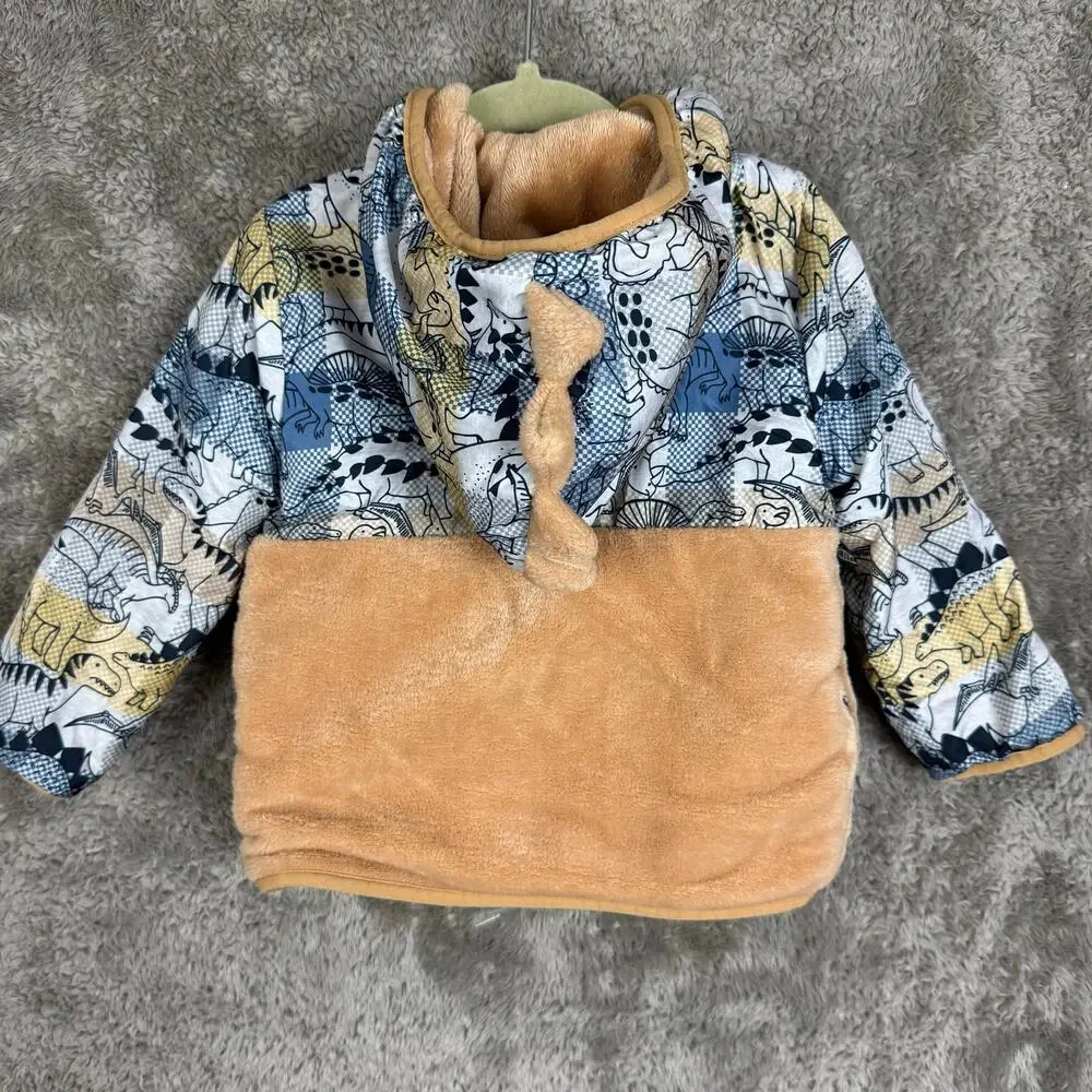 Mick Mack 24 Months Baby Jacket Fleece Plush Dinosaur Hood 18-24 2T